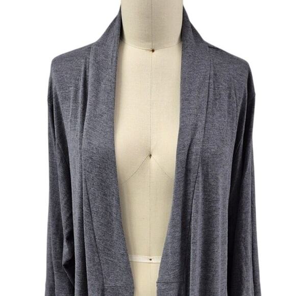 Natori Shangri-La Robe Stretch Polyester Heather Gray  Pockets Womens  L - Picture 3 of 5
